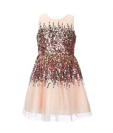 Poppies And Roses Pink/Blush Ombre Glitter Accented Fit & Flare Dress